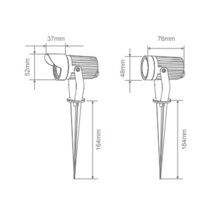 Domus ZOOM-PRO-5 - 5W LED 12/24V Tri-Colour Exterior LED Garden Spike Light Black - DRIVER REQUIRED-Domus Lighting-Ozlighting.com.au