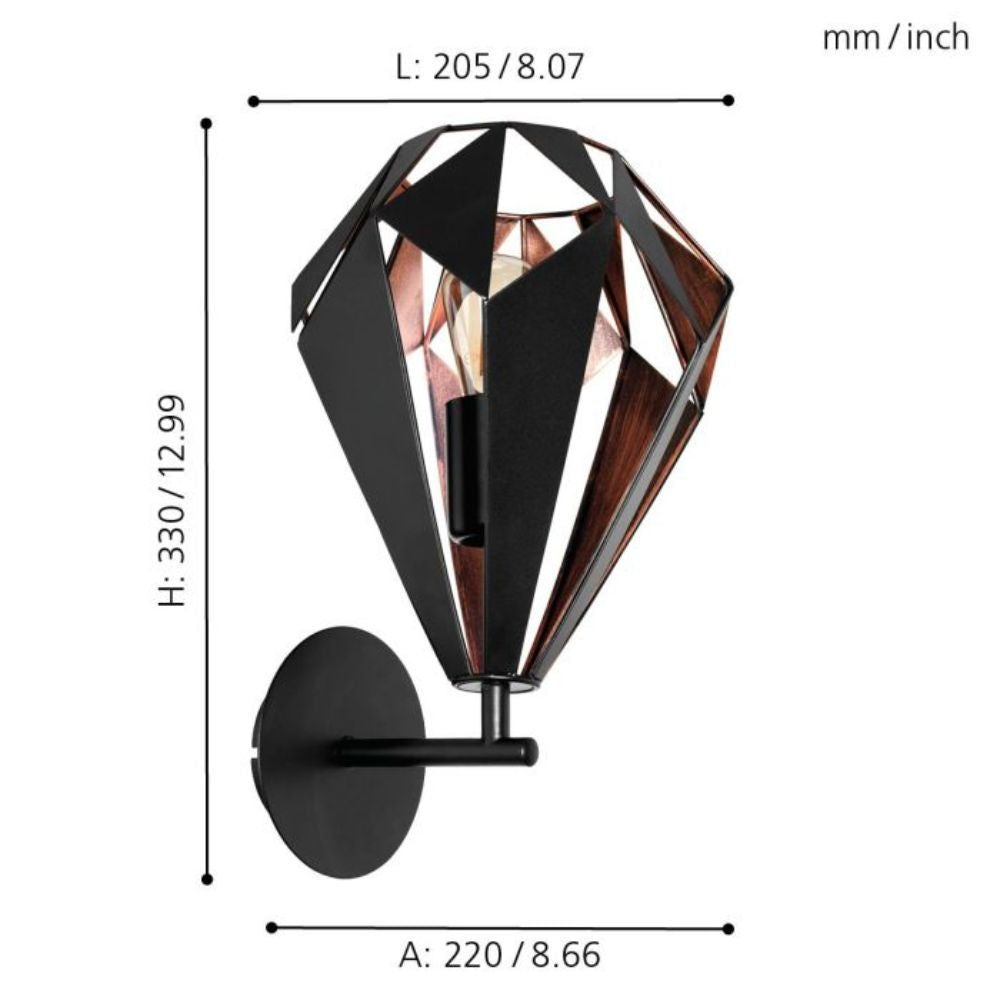 Eglo CARLTON 1 - Geometric Cut Out Indoor Wall Light-Eglo-Ozlighting.com.au