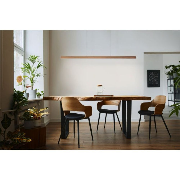 Eglo CLIMENE 2 - 2 Light Walnut Aluminium Linear LED Pendant-Eglo-Ozlighting.com.au