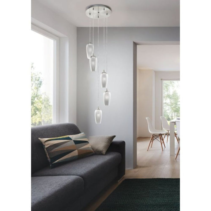 Eglo FARSALA - Indoor Steel and Glass 1/4/5 Light Pendant-Eglo-Ozlighting.com.au