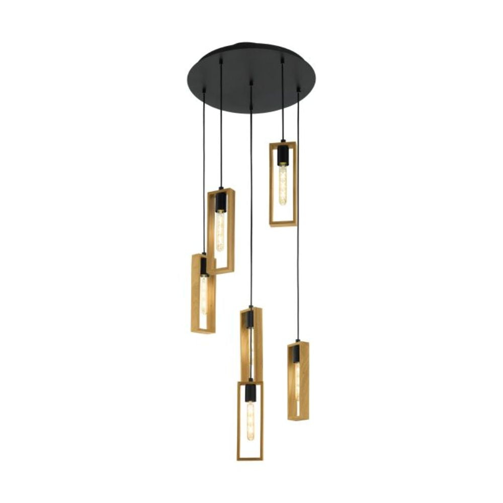 Eglo LITTLETON - 1/6 Light Wooden Pendant-Eglo-Ozlighting.com.au