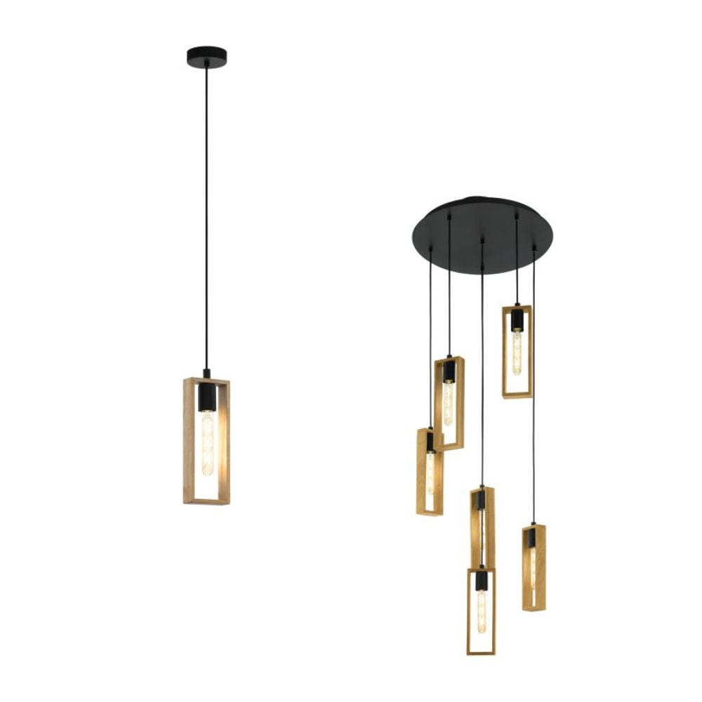 Eglo LITTLETON - 1/6 Light Wooden Pendant-Eglo-Ozlighting.com.au