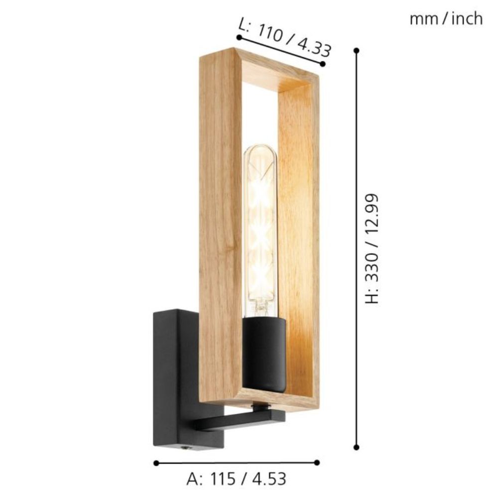 Eglo LITTLETON - Wooden Indoor Wall Light-Eglo-Ozlighting.com.au