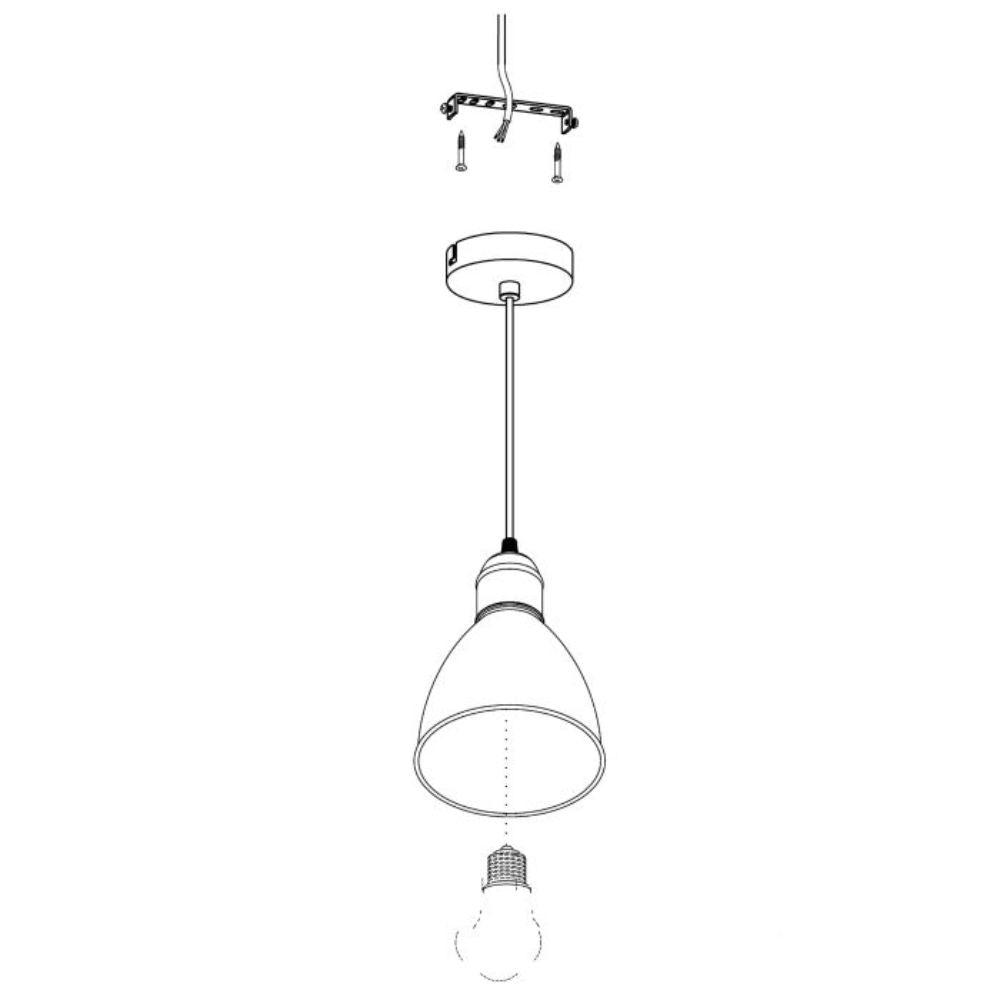 Eglo PRIDDY - 1 Light Steel Shade Pendant-Eglo-Ozlighting.com.au