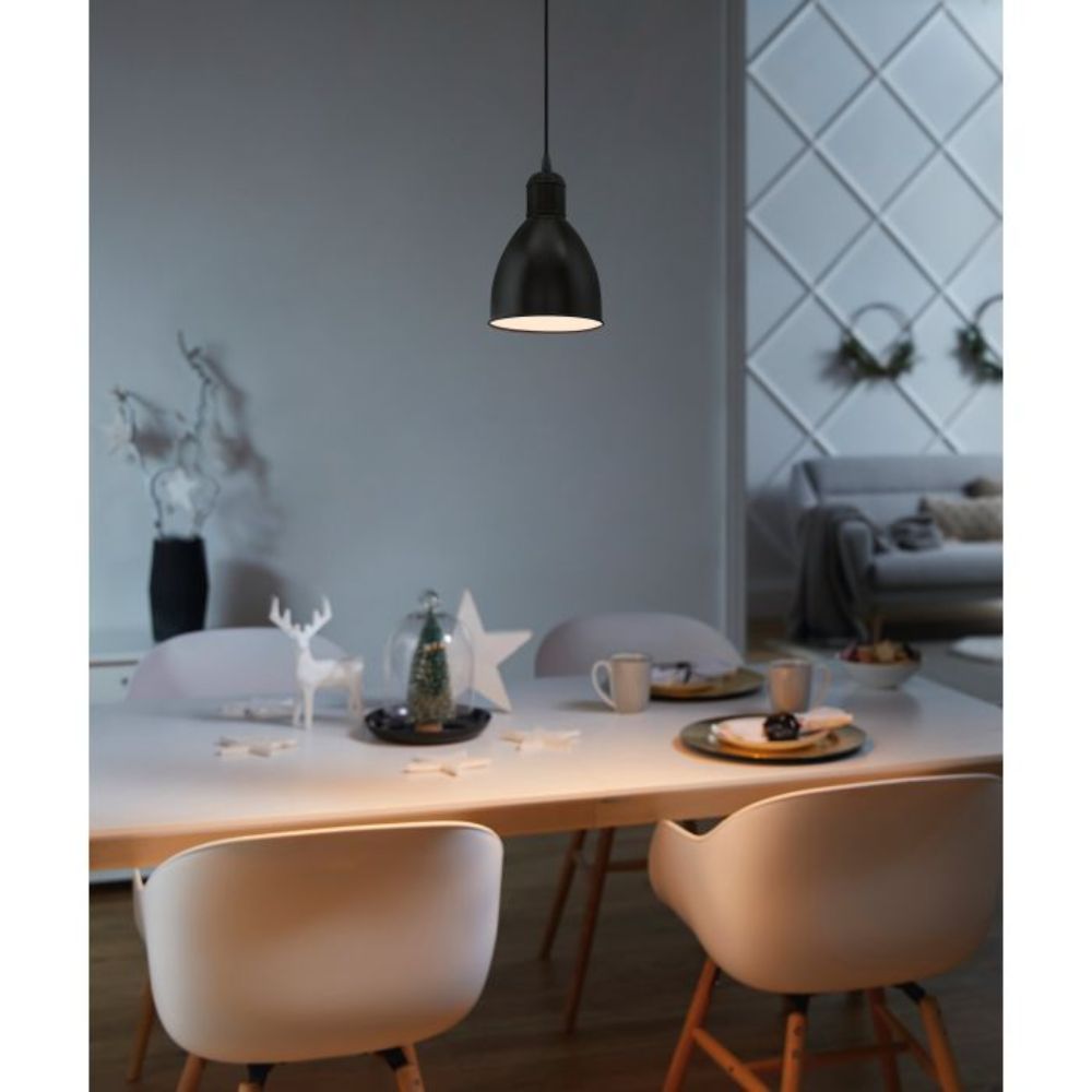 Eglo PRIDDY - 1 Light Steel Shade Pendant-Eglo-Ozlighting.com.au