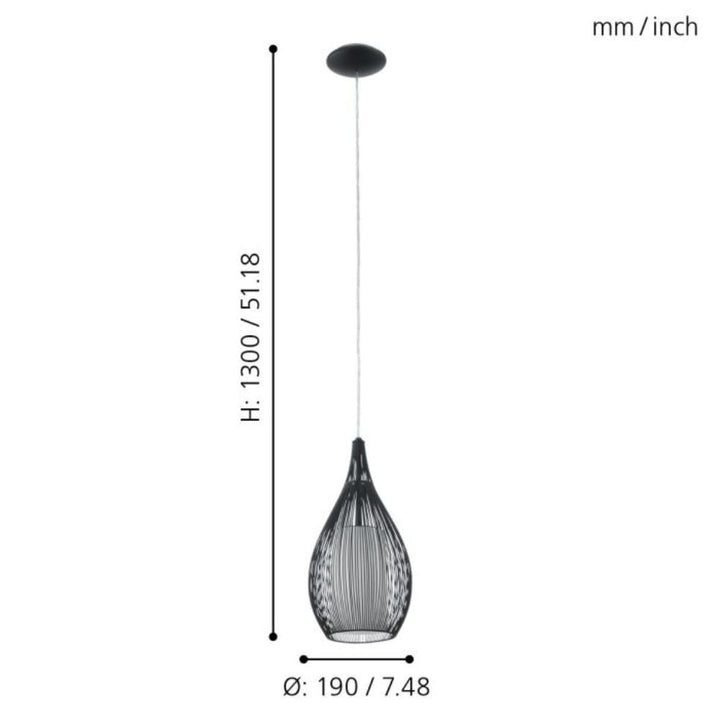 Eglo RAZONI - 1 Light Glass Pendant-Eglo-Ozlighting.com.au