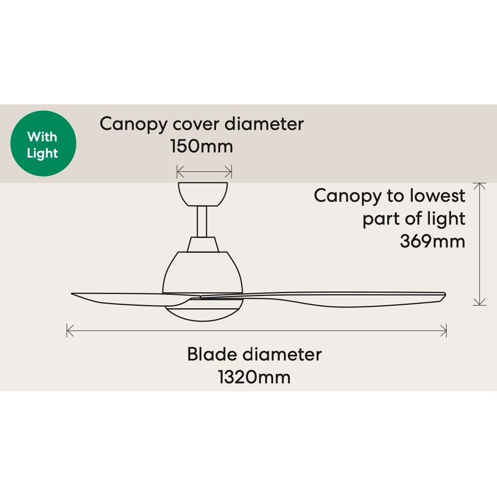 Fanco BREEZE - 3 Blade 52" 1320mm AC Ceiling Fan with LED Light-Fanco-Ozlighting.com.au