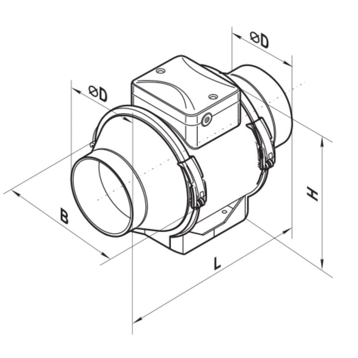 Fanco - TT Mixflow Inline Fan 150 with Inbuilt Speed Switch & Plug-Fanco-Ozlighting.com.au