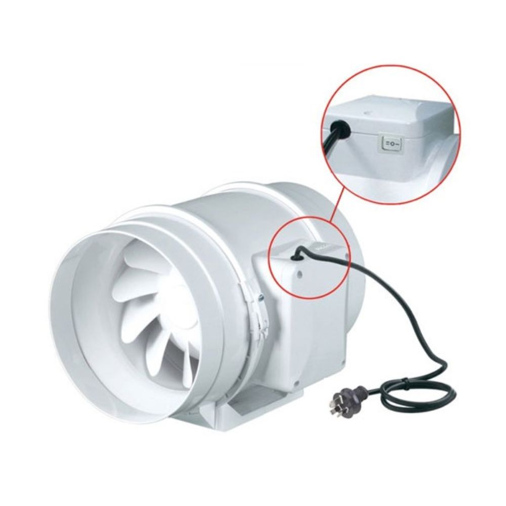 Fanco - TT Mixflow Inline Fan 150 with Inbuilt Speed Switch & Plug-Fanco-Ozlighting.com.au