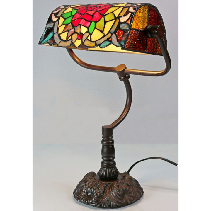 G&G Bros RED CAMELLIA - Bankers Table Lamp-G&G Bros.-Ozlighting.com.au