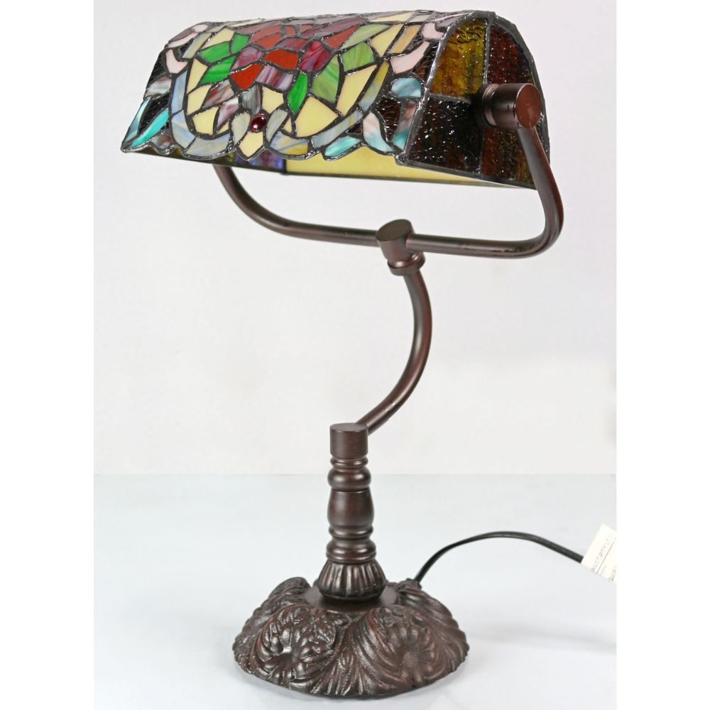 G&G Bros RED CAMELLIA - Bankers Table Lamp-G&G Bros.-Ozlighting.com.au