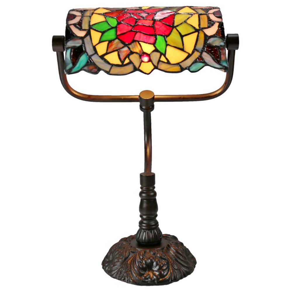 G&G Bros RED CAMELLIA - Bankers Table Lamp-G&G Bros.-Ozlighting.com.au