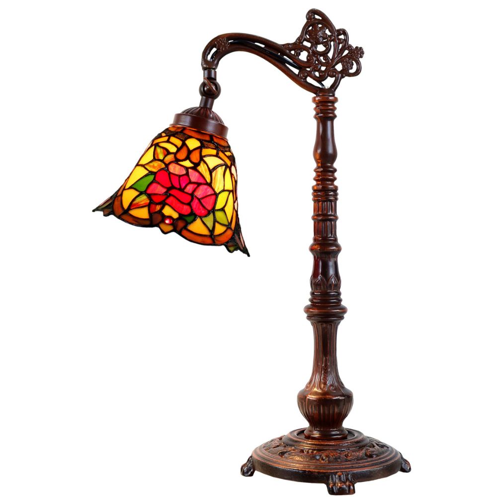 G&G Bros RED CAMELLIA - Edwardian Table Lamp-G&G Bros.-Ozlighting.com.au