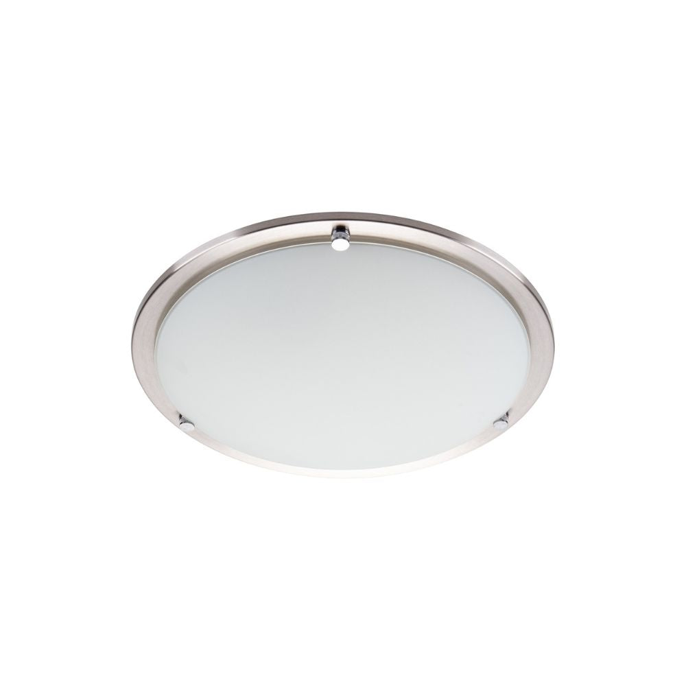 Lummax AC-025-30 - 1xE27 Round Ceiling Light IP20 Satin Chrome Trim / Opal Glass-Lummax-Ozlighting.com.au