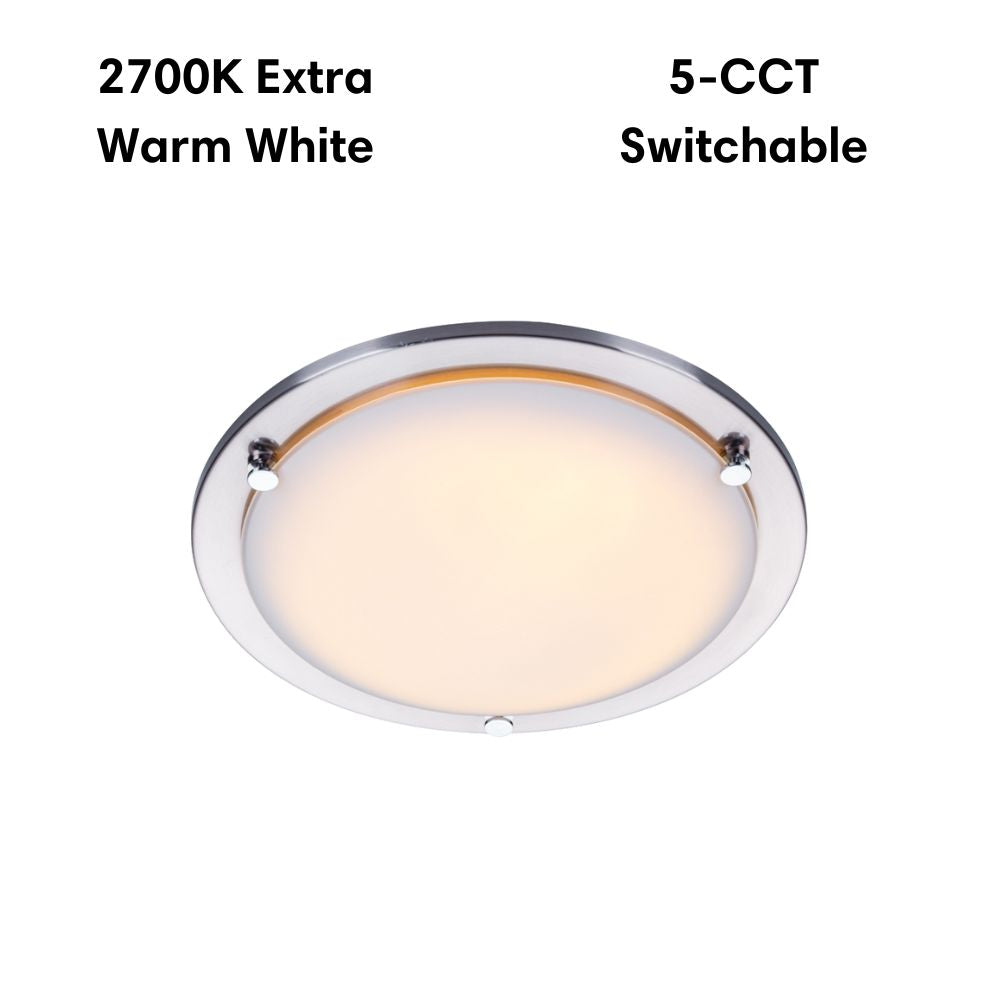 Lummax AC-025-30-LED - 18W LED 5-CCT Dimmable Round 30cm Ceiling Light IP20 Satin Chrome Trim / Opal Glass-Lummax-Ozlighting.com.au