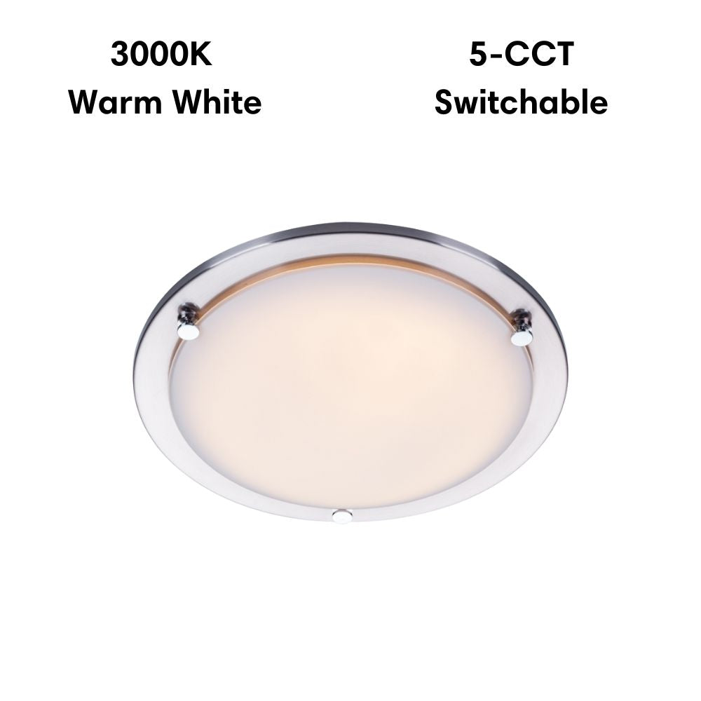 Lummax AC-025-30-LED - 18W LED 5-CCT Dimmable Round 30cm Ceiling Light IP20 Satin Chrome Trim / Opal Glass-Lummax-Ozlighting.com.au