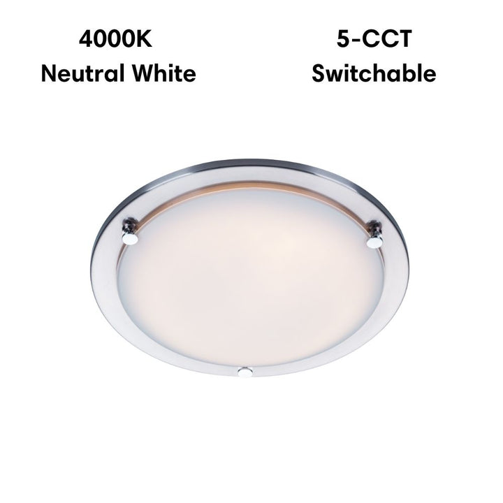 Lummax AC-025-30-LED - 18W LED 5-CCT Dimmable Round 30cm Ceiling Light IP20 Satin Chrome Trim / Opal Glass-Lummax-Ozlighting.com.au