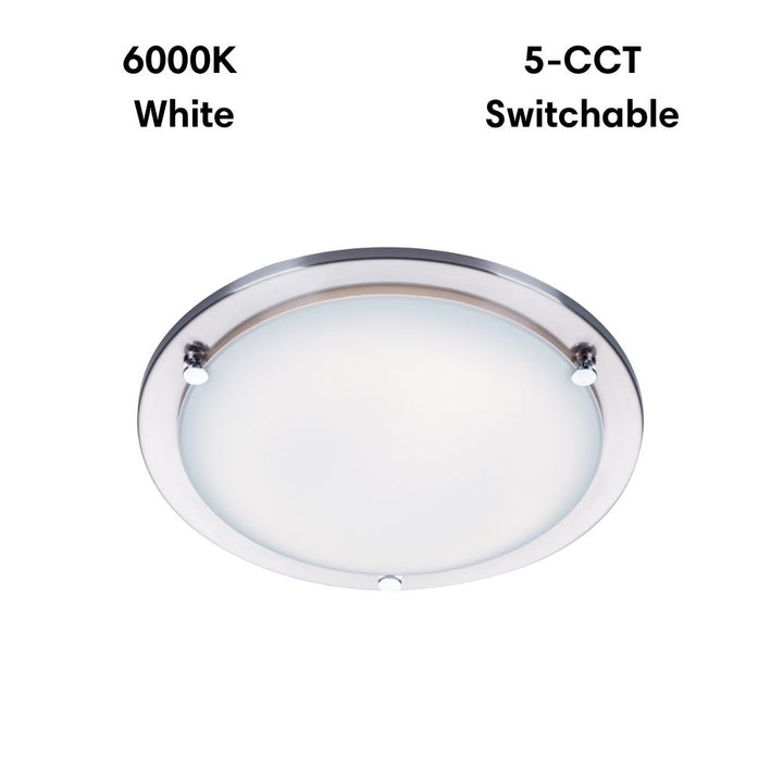 Lummax AC-025-30-LED - 18W LED 5-CCT Dimmable Round 30cm Ceiling Light IP20 Satin Chrome Trim / Opal Glass-Lummax-Ozlighting.com.au