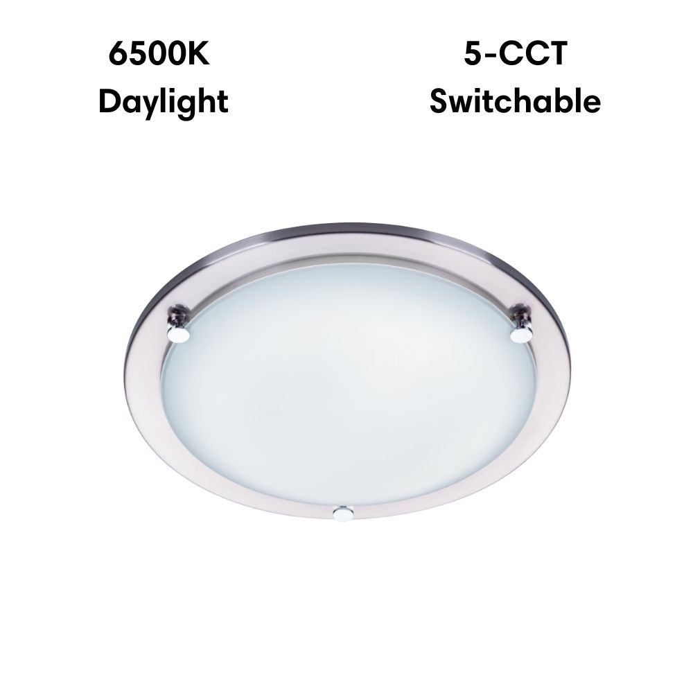 Lummax AC-025-30-LED - 18W LED 5-CCT Dimmable Round 30cm Ceiling Light IP20 Satin Chrome Trim / Opal Glass-Lummax-Ozlighting.com.au