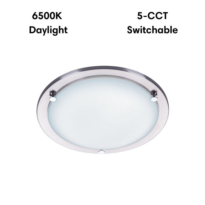 Lummax AC-025-30-LED - 18W LED 5-CCT Dimmable Round 30cm Ceiling Light IP20 Satin Chrome Trim / Opal Glass-Lummax-Ozlighting.com.au