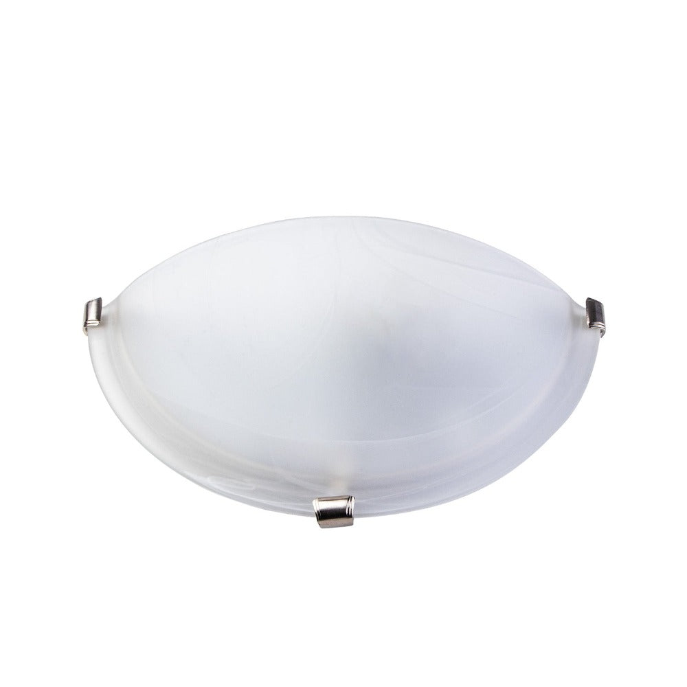 Lummax AC-045-WB - 1 Light Half Interior Alabaster & Satin Chrome Clips Wall Light-Lummax-Ozlighting.com.au