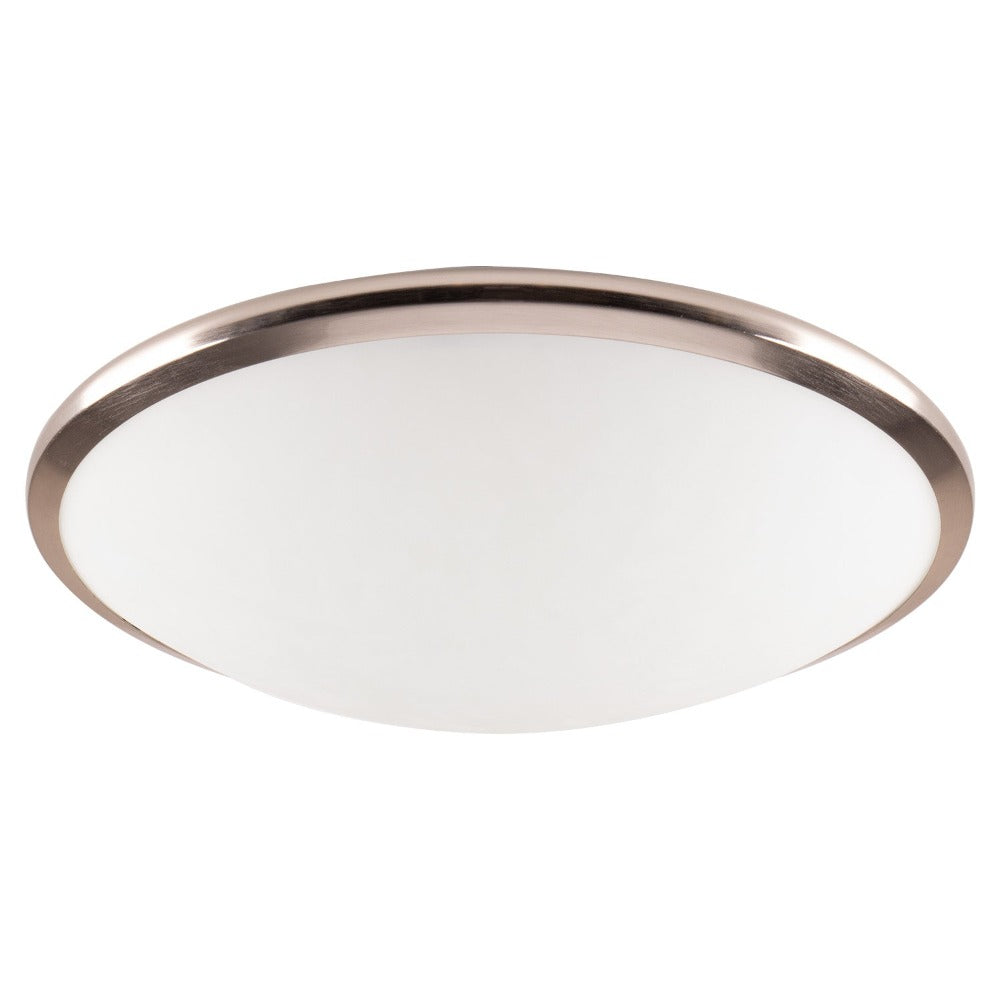 Lummax LM-098 - 1/2xE27 Round Ceiling Light IP20 Satin Chrome Trim / Opal Glass-Lummax-Ozlighting.com.au