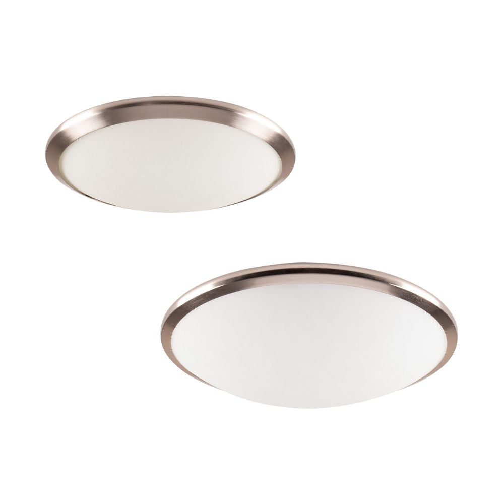 Lummax LM-098 - 1/2xE27 Round Ceiling Light IP20 Satin Chrome Trim / Opal Glass-Lummax-Ozlighting.com.au