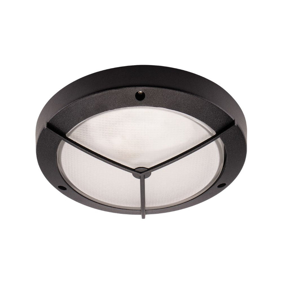 Lummax LM-2002 - Round 270mm Exterior Bunker Ceiling/Wall Light With Star Guard Fascia IP54 Black-Lummax-Ozlighting.com.au