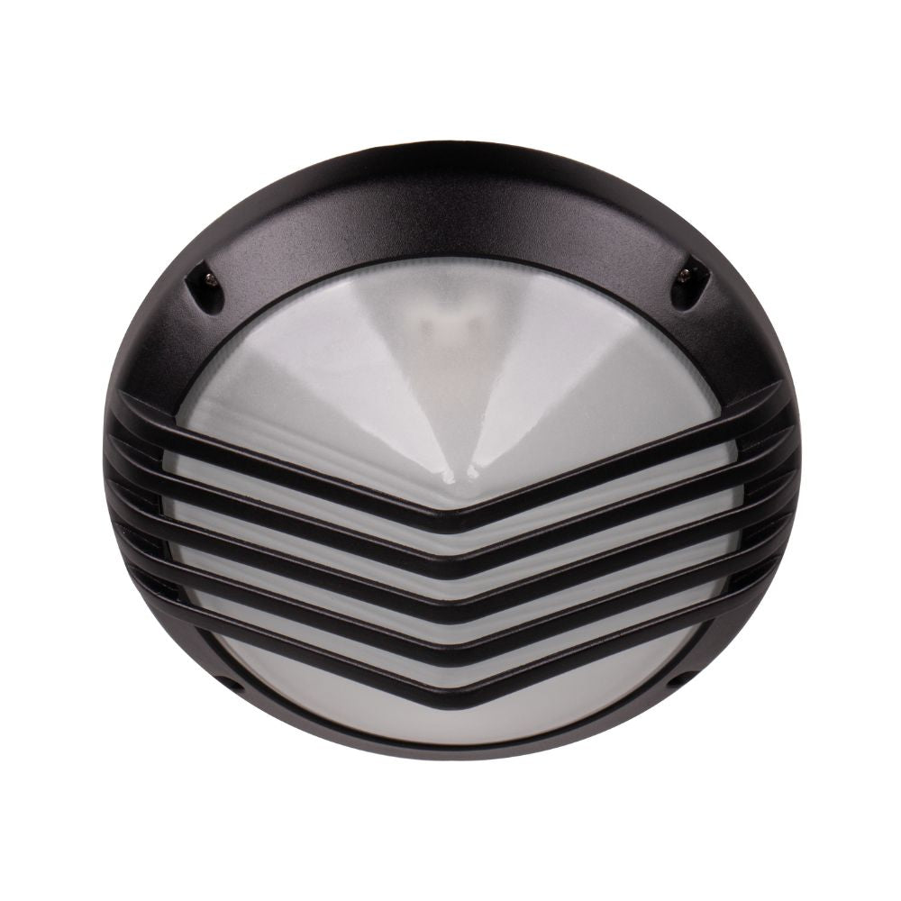 Lummax LM-5002 - Round 284mm Exterior Bunker Ceiling/Wall Light With Grille IP54 Black-Lummax-Ozlighting.com.au