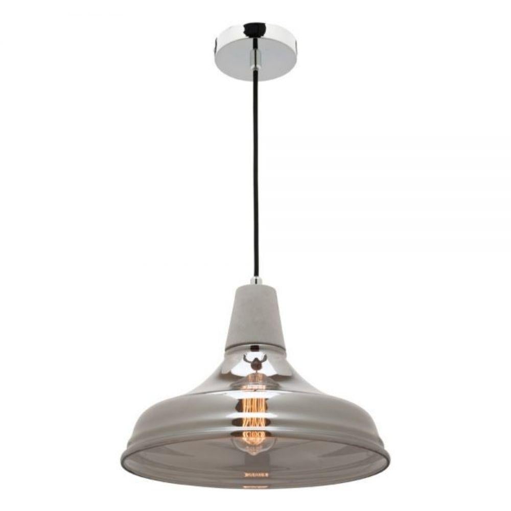 Mercator KRISTOV - Modern Large Concrete And Smoke Glass Pendant IP20-Mercator-Ozlighting.com.au