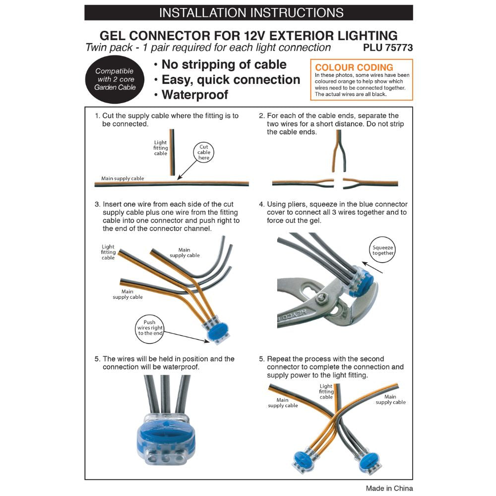 Oriel - 12V GEL Connectors for Garden Lights-Oriel Lighting-Ozlighting.com.au