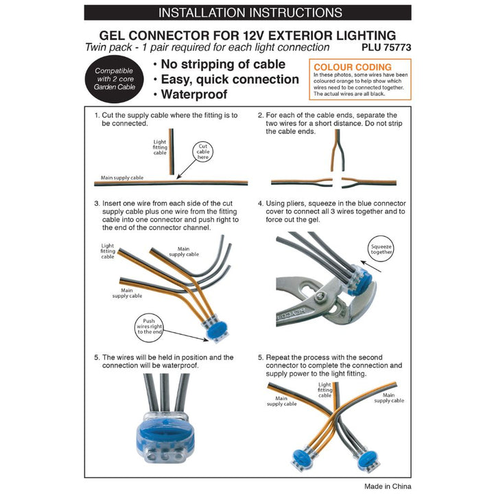 Oriel - 12V GEL Connectors for Garden Lights-Oriel Lighting-Ozlighting.com.au