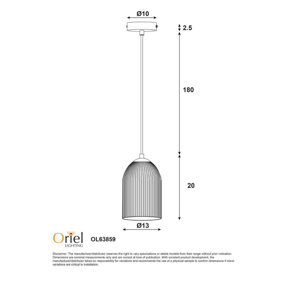 Oriel ARLEY - 1 Light Pendant-Oriel Lighting-Ozlighting.com.au