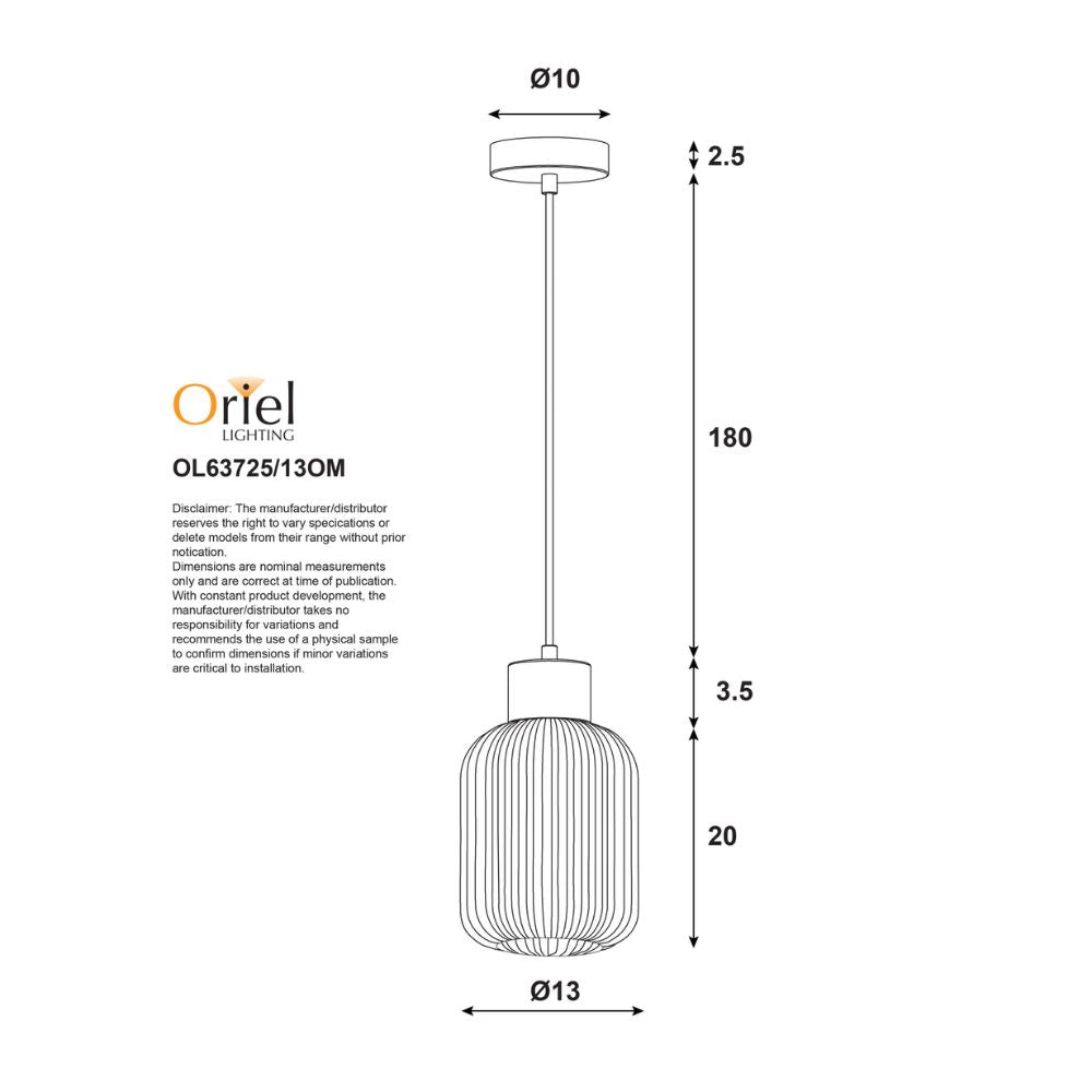 Oriel BOLLI - 1 Light Pendant-Oriel Lighting-Ozlighting.com.au