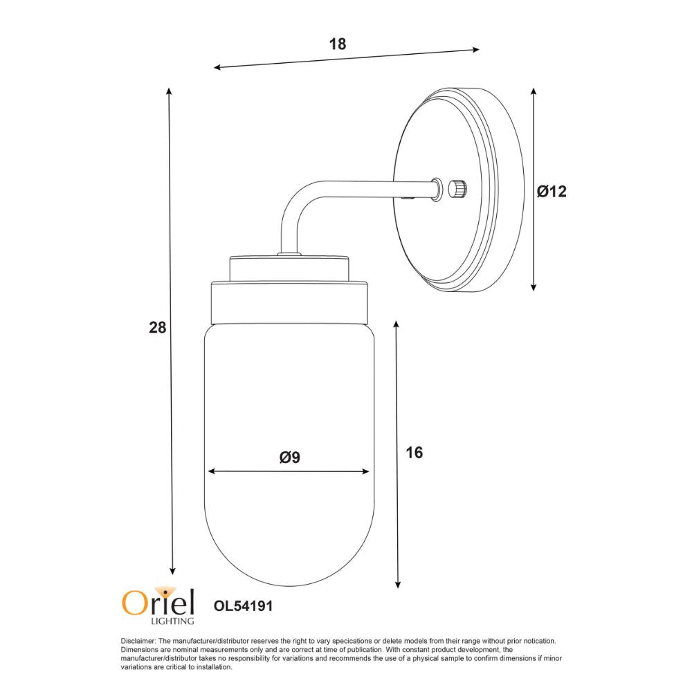 Oriel DUNBURN - 25W Wall Light-Oriel Lighting-Ozlighting.com.au