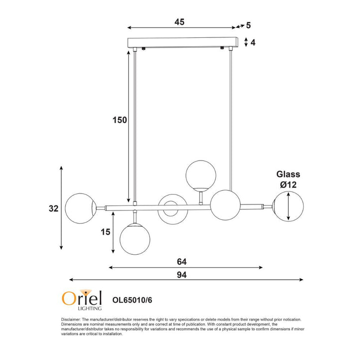 Oriel EVA - 6 Light Pendant-Oriel Lighting-Ozlighting.com.au