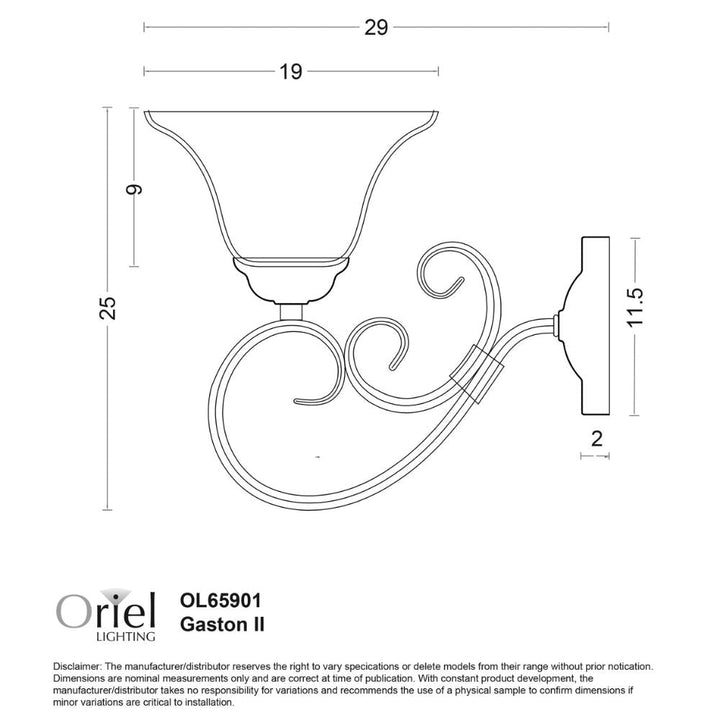 Oriel GASTON II - 25W Traditional Wall Light-Oriel Lighting-Ozlighting.com.au