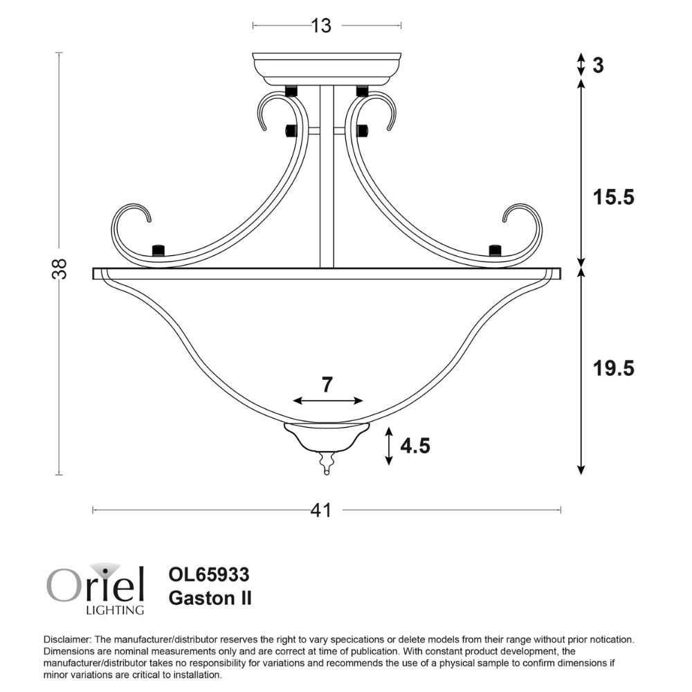 Oriel GASTON II - 3 Light Semiflush Pendant-Oriel Lighting-Ozlighting.com.au