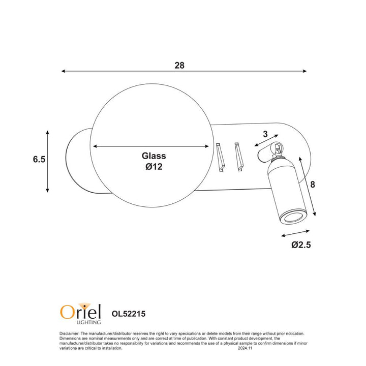 Oriel HARLOW - 3W Wall Light-Oriel Lighting-Ozlighting.com.au