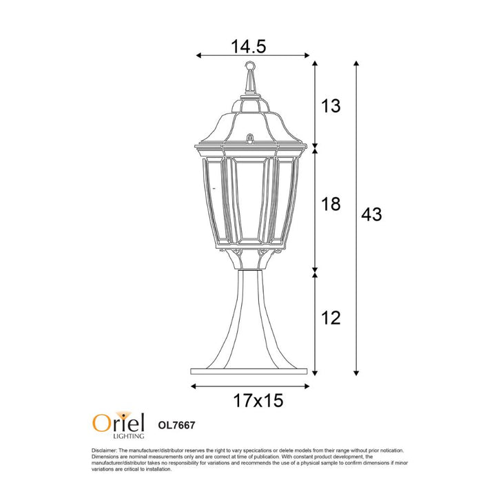 Oriel HIGHGATE - 25W Pillar Outdoor Light-Oriel Lighting-Ozlighting.com.au