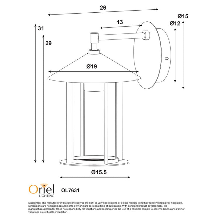 Oriel HOLFORD - 25W Outdoor Wall Light-Oriel Lighting-Ozlighting.com.au