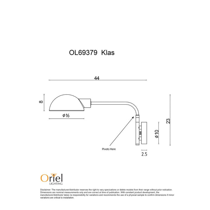 Oriel KLASS - Swing Arm Wall Light-Oriel Lighting-Ozlighting.com.au