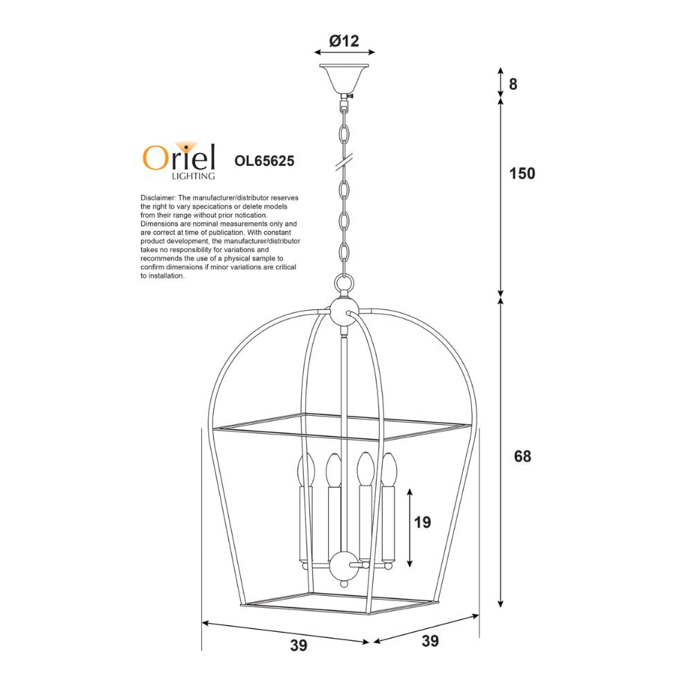 Oriel LANGDON - 4 Light Pendant-Oriel Lighting-Ozlighting.com.au