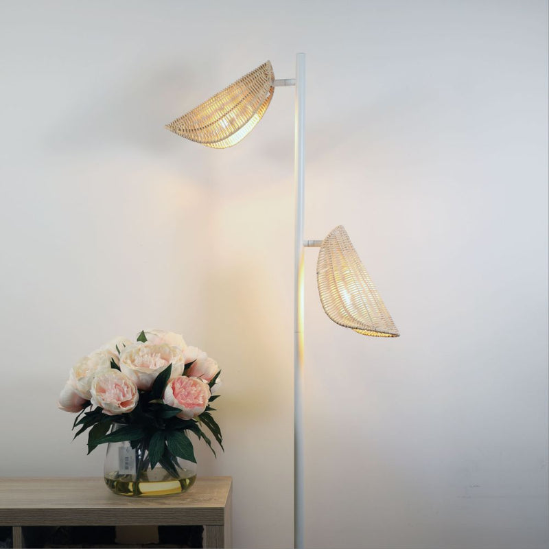 Oriel MALTA - Twin Rattan Floor Lamp-Oriel Lighting-Ozlighting.com.au