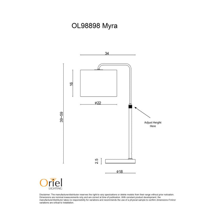 Oriel MYRA - 25W Adjustable Table Lamp-Oriel Lighting-Ozlighting.com.au