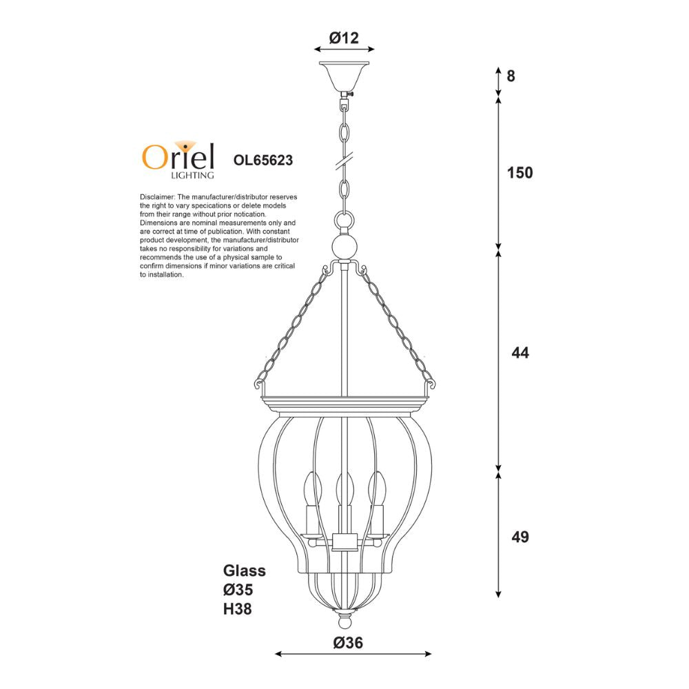 Oriel NEWHAM - 3 Light Pendant-Oriel Lighting-Ozlighting.com.au