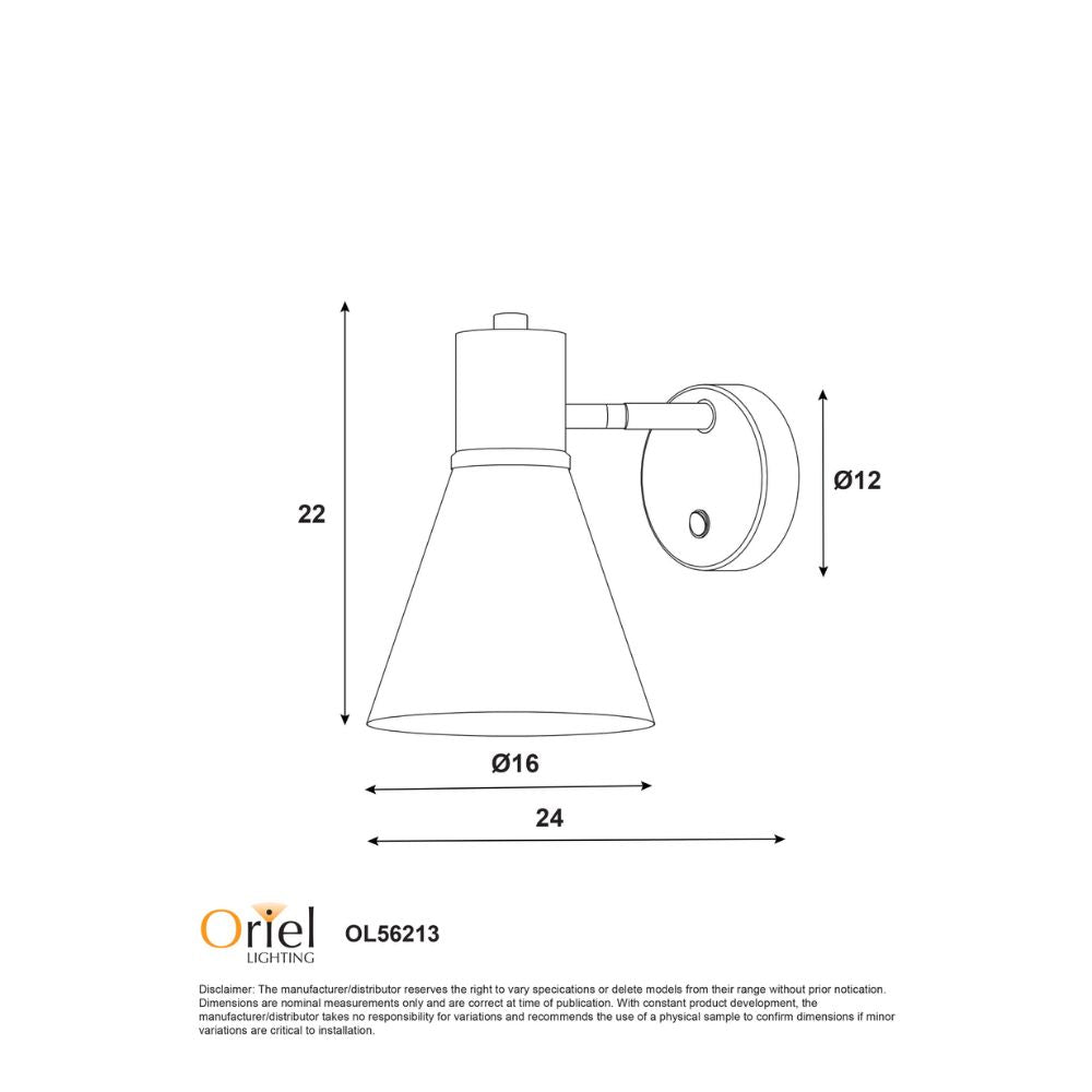 Oriel NORBERT 1 - 25W Wall Light with Switch-Oriel Lighting-Ozlighting.com.au