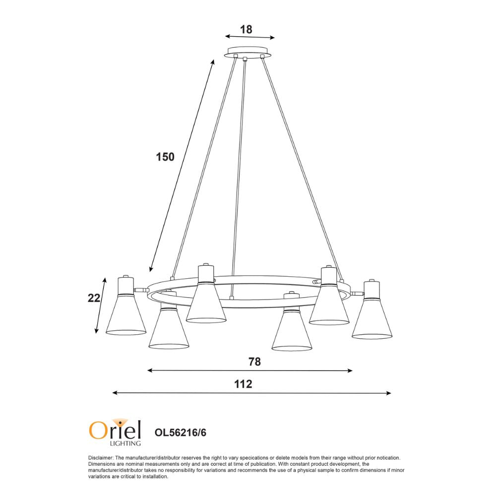 Oriel NORBERT - 6 Light Pendant-Oriel Lighting-Ozlighting.com.au