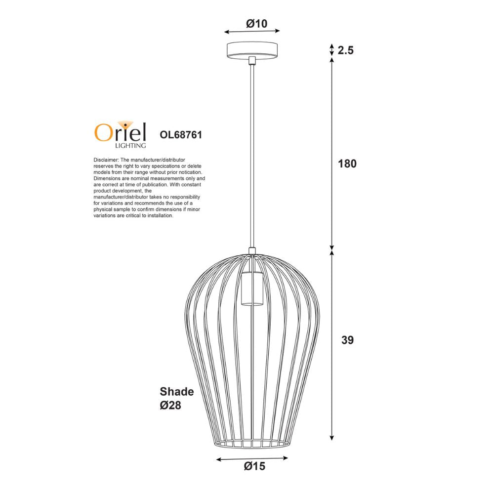 Oriel OLAM - 1 Light Pendant-Oriel Lighting-Ozlighting.com.au