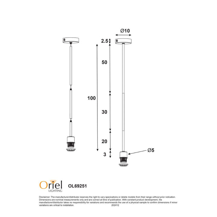 Oriel PARTI - Single Rod Suspension-Oriel Lighting-Ozlighting.com.au